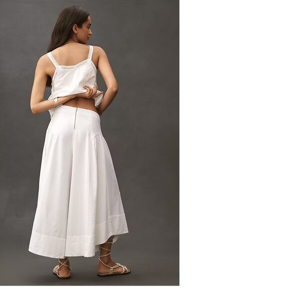 By Anthropologie Linen Extended Waist Pants size 10 white new - Picture 4 of 7